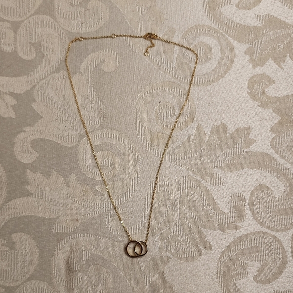 VINTAGE 90s GOLD PLATED ETERNITY RINGS NECKLACE – CRYSTAL ACCENTS, EXCELLENT - Picture 2 of 11